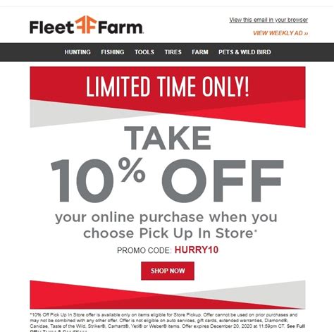 Act now! This offer will be removed in 1:57. Details & Exclusions. Get Savings. Expires Feb. 29, 2024. Promo. 10% off Trending 280%. 10% off any purchase when approved for & use the Fleet Rewards credit card. Details. 
